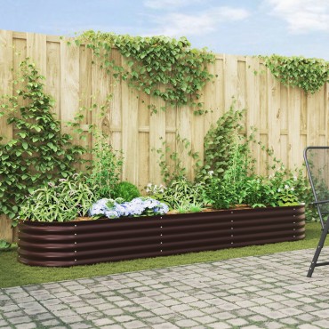 vidaXL Ψηλό Κρεβάτι Κήπου Καφέ 320x80x44 εκ από Γαλβανισμένο Χάλυβα