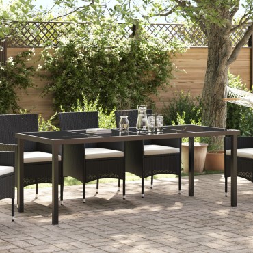 vidaXL Κήπος Τραπέζι Μαύρο 200x80x73cm Γυαλί ανθεκτικό στη θερμότητα 1 τεμ.