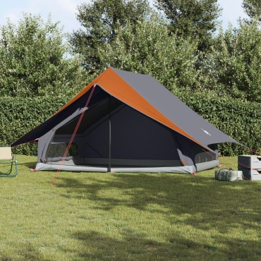 vidaXL Οικογενειακή Τέντα A-Frame 7-Ατόμων Γκρι και Πορτοκαλί Αδιάβροχη