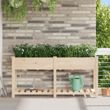 vidaXL Γλάστρα Κήπου με Ράφι 161x43x76 εκ Μασίφ Ξύλο Πεύκου