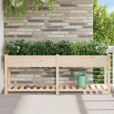 vidaXL Κήπος Γλάστρα με Ράφι 203x53x76 εκ. Στερεό Ξύλο Φίρας