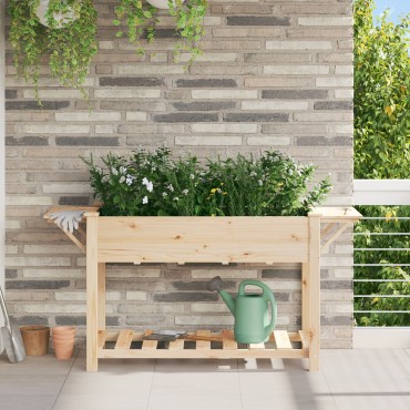 vidaXL Κήπος Γλάστρας με Ράφια 155x59x76 εκ. Μασίφ Ξύλο Πεύκου