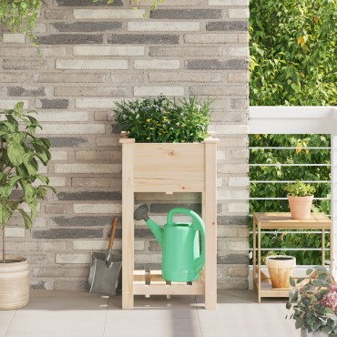 vidaXL Γλάστρα Κήπου με Ράφι 45x45x76 εκ. Μασίφ Ξύλο Πεύκου