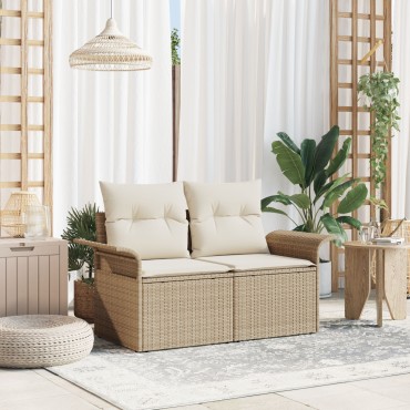 vidaXL Καναπές Κήπου Μπεζ 141x62x69cm συνθετικό ρατάν