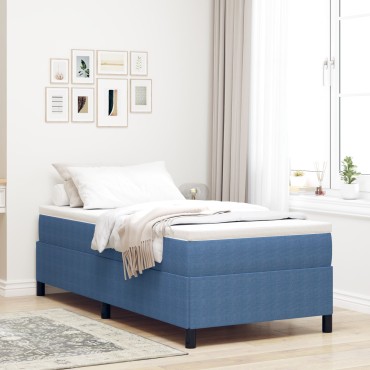 vidaXL Κρεβάτι Μπλε 100x200 εκ Μπουκλέ Ύφασμα