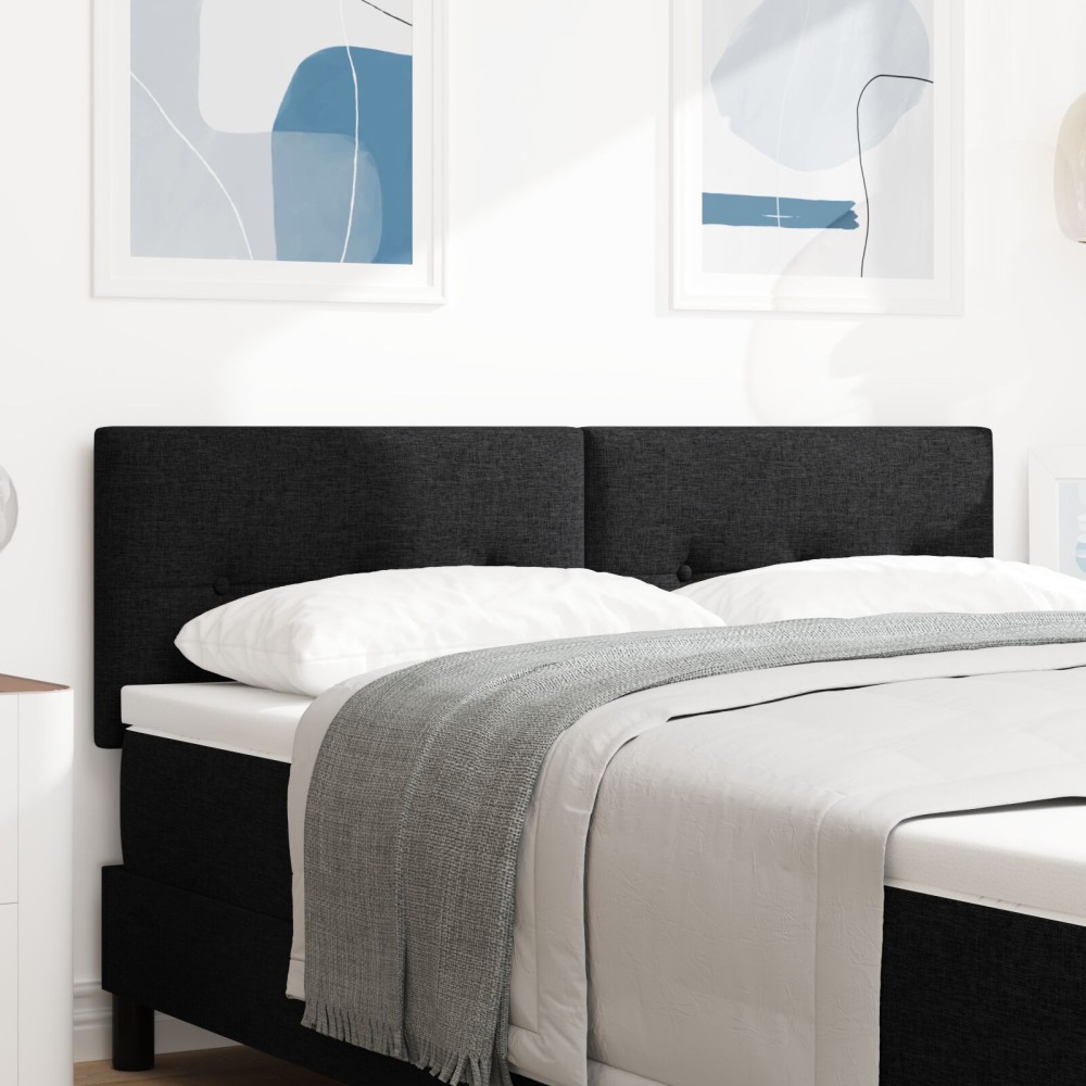 vidaXL Κεφαλάρι Με Κουμπιά Μαύρο Ύφασμα 160x7x88 cm 1 τεμ.