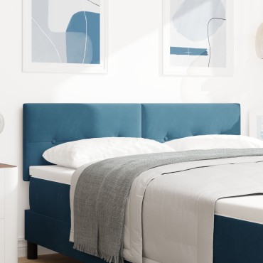 vidaXL Κεφαλάρι Καπιτονέ Σκούρο Μπλε Βελούδο 80x40x7cm 1 τεμ.