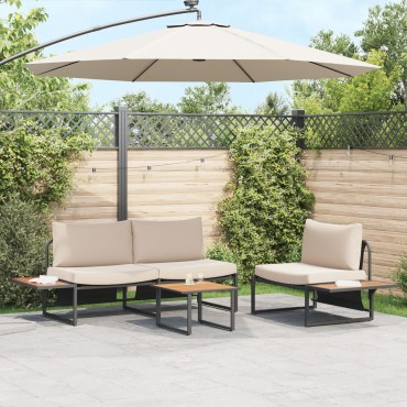 vidaXL Καφέ Τραπεζάκι Κήπου 55x55x35cm DPC και Ατσάλι