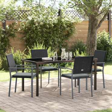 vidaXL Σετ 3 Μαύρο PE rattan 54x62.5x89cm Ανθεκτικό Καρέκλα Κήπου 1 τεμ.