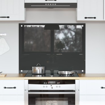 vidaXL Μπροστινό Κουζίνας σε Σκούρο Γκρι - 80x60x0.6 εκ Σκληρυμένο Γυαλί