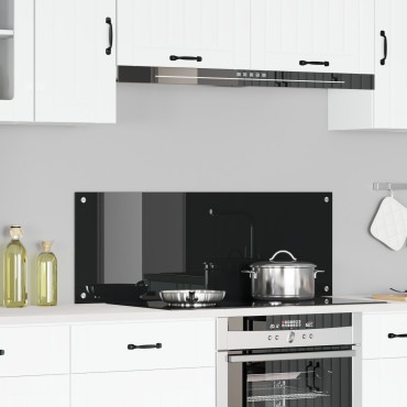 vidaXL Πλαίσιο Κουζίνας Μαύρο 110x40x0,6 εκ Γυαλί Υψηλής Αντοχής