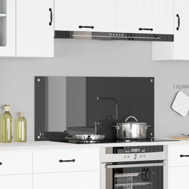 vidaXL Κουζίνα Πίσω τοίχος Σκούρο γκρι 110x50x0,6 εκ Γυαλί Tempered