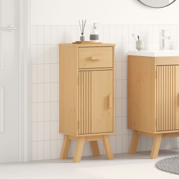 Ντουλάπα Αποθήκευσης μπάνιου vidaXL 35x30x90cm από μασίφ ξύλο πεύκου