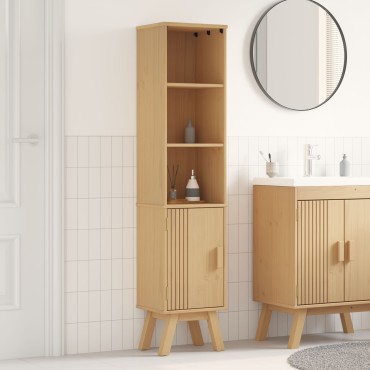 vidaXL Ντουλάπι Μπάνιου Καφέ 35x30x159cm Μασίφ ξύλο πεύκου