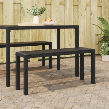 vidaXL Πάγκος Κήπου από Ατσάλι και WPC Μαύρος 28x100x45cm