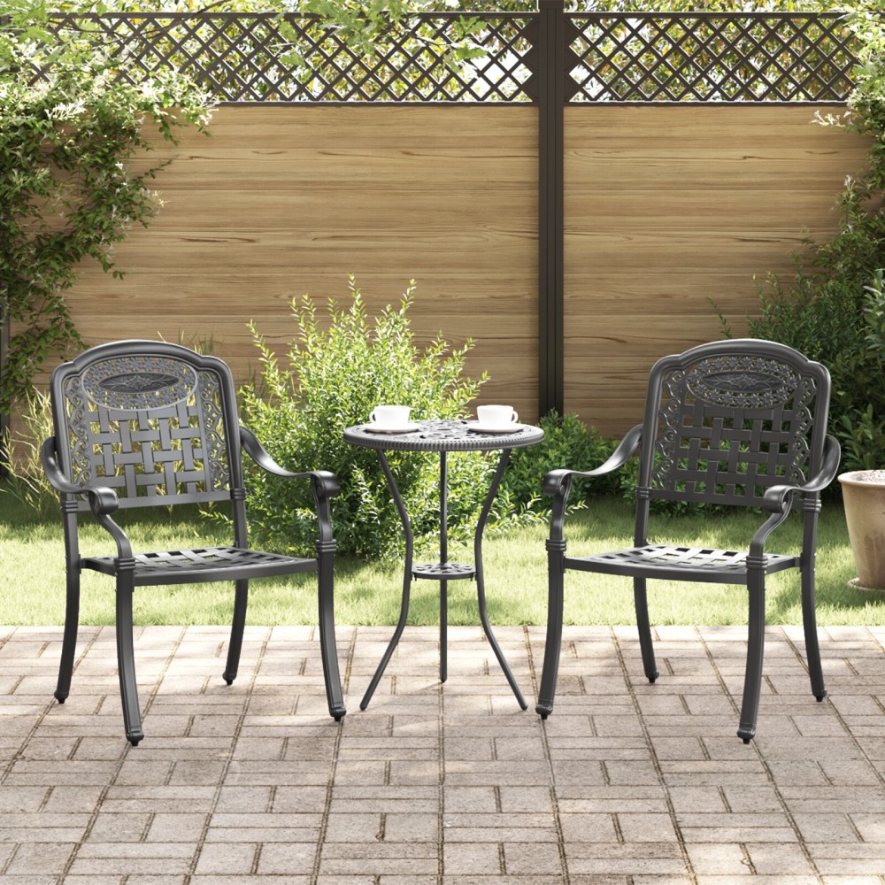 vidaXL Καρέκλες Κήπου 2 τεμ. Μαύρο Χυτοσίδηρο 55x56.5x91cm