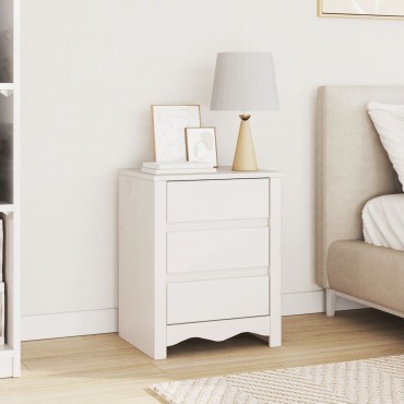 κομοδίνο vidaXL ""DRAMMEN"" Λευκό 45x35x56cm Σταθερό Ξύλο Πεύκου 1 τεμ.