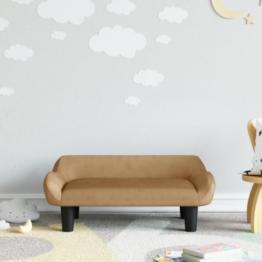 vidaXL Καναπές Παιδικός Καφέ 70x40x24cm από Βελούδο 1 τεμ.