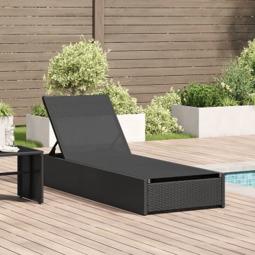 vidaXL Ξαπλώστρα Μαύρη 60x200x27cm Ρατάν 1 τεμ.