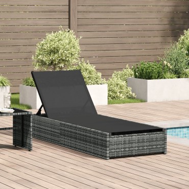 vidaXL Ξαπλώστρα Γκρι 60x200x27cm Συνθετικό ρατάν 1 τεμ.
