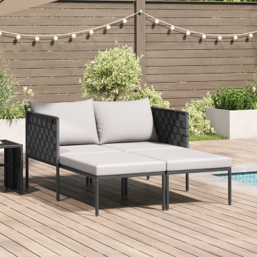 vidaXL Ξαπλώστρα με Μαξιλάρια 2 Ατόμων Ανθρακί 115x153x69,5cm Μεταλλικό 1 τεμ.