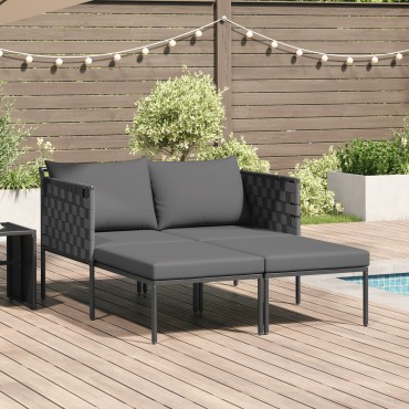 vidaXL Ξαπλώστρα με Μαξιλάρια 2-Ατόμων Ανθρακί 115x153x69,5cm Ατσάλι 1 τεμ.
