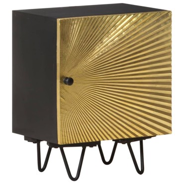 vidaXL Κομοδίνο 40x30x50cm Ορειχάλκινη Πρόσοψη Μασίφ Ξύλο Μάνγκο 1 τεμ.