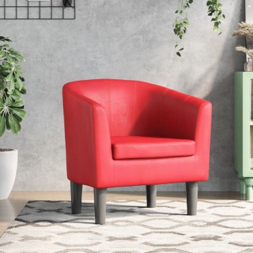 vidaXL Πολυθρόνα Μπάρελ Κόκκινη από Συνθετικό Δέρμα 46,5x45cm 1 τεμ.