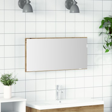 vidaXL Καθρέφτης Ντουλάπι Μπάνιου  με LED Φως Δρυ Τεχνίτη 80x37cm 1 τεμ.