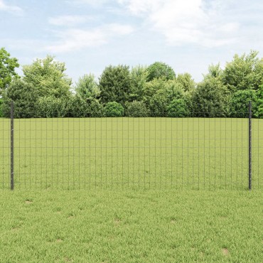 vidaXL Euro Fence Σετ 2 Γκρι Ατσάλι 25x0.8 μ Ανθεκτική Περίφραξη