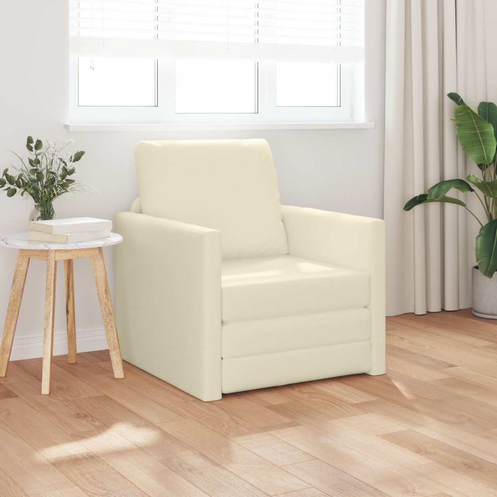 vidaXL Πολυθρόνα Δαπέδου 2 σε 1 Κρεμ 74x77x81cm Τεχνητό Δέρμα 1 τεμ. Γωνιακός