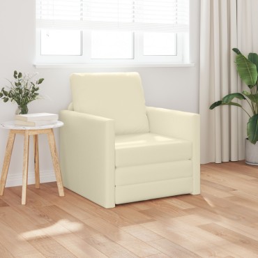 vidaXL Πολυθρόνα Δαπέδου 2 σε 1 Κρεμ 74x77x81cm Τεχνητό Δέρμα 1 τεμ. Γωνιακός