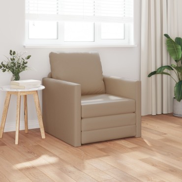 vidaXL Πολυθρόνα Δαπέδου 2-σε-1 Καπουτσίνο 74x77x81cm Τεχνητό Δέρμα 1 τεμ. Γωνιακός