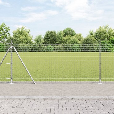vidaXL Set Πόλων περίφραξης  Σετ των 7 Ασημί Ατσάλι 3.2 x 3.2 x 110 εκ