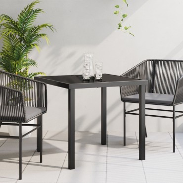 vidaXL Τραπέζι Κήπου Μαύρο 80x80x73cm Λιθοειδές Γυαλί 1 τεμ.