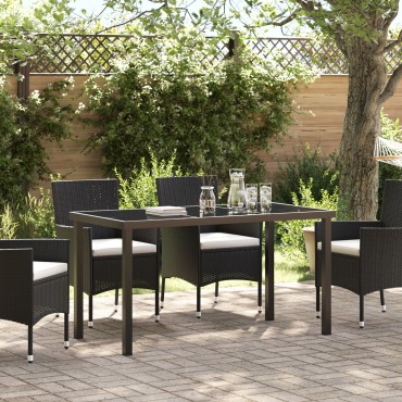 vidaXL Τραπέζι Κήπου Μαύρο 140x80x73cm Γυαλί Σαπιστής 1 τεμ.