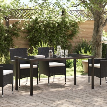vidaXL Τραπέζι Κήπου Μαύρο 160x80x73cm Σκληρυμένο Γυαλί 1 τεμ.