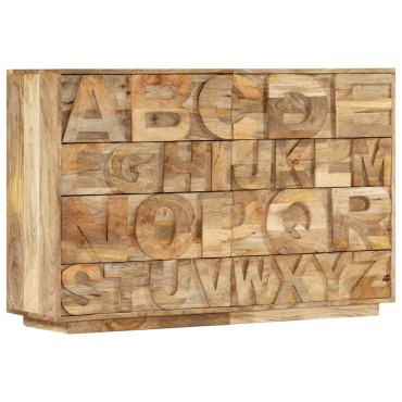 vidaXL Συρταριέρα με Σχέδιο Αλφάβητου 120x35x79cm Μασίφ Ξύλο Μάνγκο 1 τεμ.