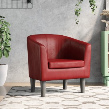 vidaXL Πολυθρόνα Μπάρελ Μπορντό από Συνθετικό Δέρμα 46,5x45cm 1 τεμ.