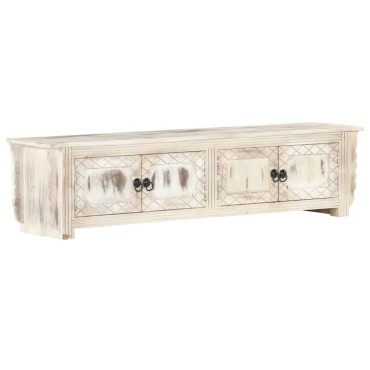 vidaXL Έπιπλο Τηλεόρασης Λευκό 140x30x35cm από Μασίφ Ξύλο Μάνγκο