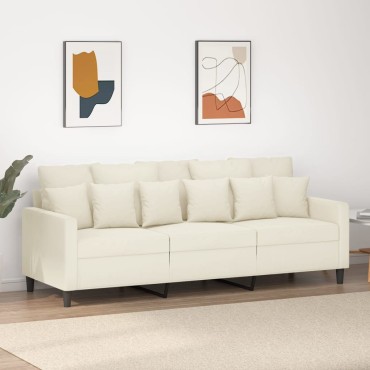 vidaXL Καναπές Τριθέσιος Κρεμ Βελούδινος 198x77x80cm 1 τεμ.