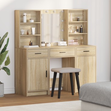 vidaXL Σετ Τραπέζι Μακιγιάζ 3 Τεμαχίων Σονομα Επεξεργασμένο Ξύλο