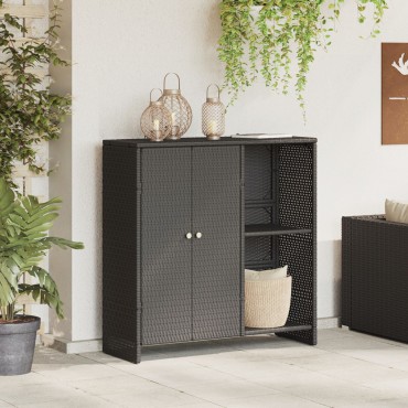 vidaXL Ντουλάπα αποθήκευσης Μαύρη 100x36x102cm Ρατάν 1 τεμ.