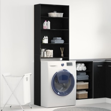 vidaXL Ντουλάπα Πλυντηρίου Μαύρη Βελανιδιά 64x24x190 εκ Επεξεργασμένο Ξύλο