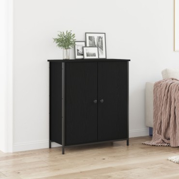 vidaXL Μπουφές Μαύρη Καρυδιά 70x30x80cm Επεξεργασμένο Ξύλο και Χάλυβας 1 τεμ.