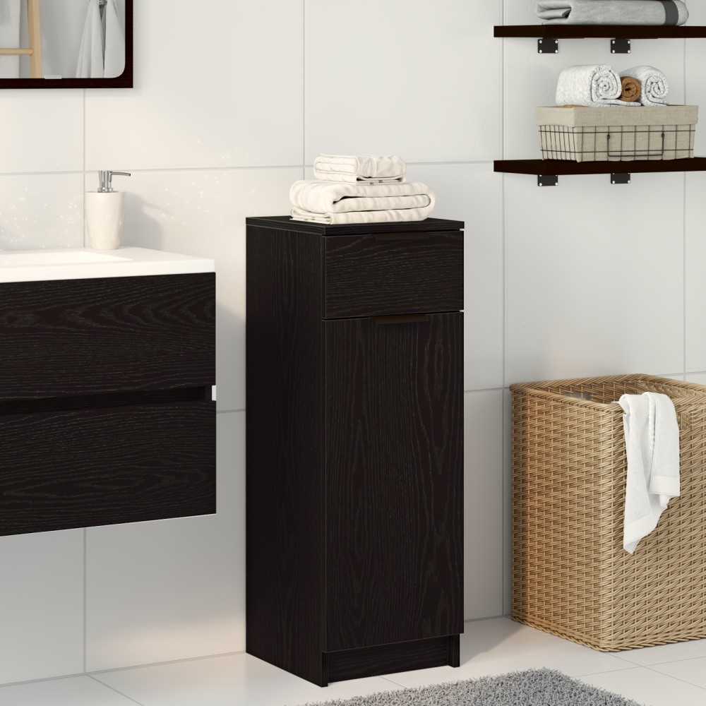 vidaXL Ντουλάπι Μπάνιου Μαύρη δρυς 32x34x90cm Επεξεργασμένο ξύλο 1 τεμ.