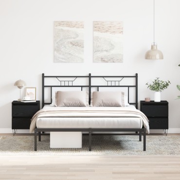 vidaXL Κομοδίνα 2 τεμ. Μαύρη Δρυς 40x35x50cm Επεξεργασμένο Ξύλο