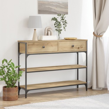 vidaXL Τραπέζι Συγκέντρωσης Δρυός 100x25x75cm Επεξεργασμένο Ξύλο & Χάλυβας 1 τεμ.
