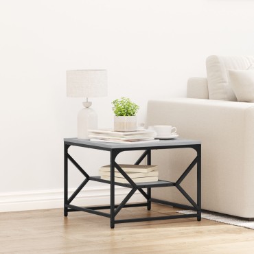 vidaXL Τραπέζι Καφέ με Ράφι - Γκρι Σονόμα - 51x50x40cm - Κατασκευασμένο από Επεξεργασμένο Ξύλο 1 τεμ.