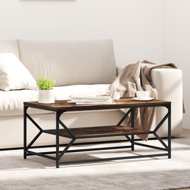 vidaXL Τραπεζάκι Καφέ με Ράφι Καπνιστής Δρυς 90x50x40cm Μοριοσανίδα 1 τεμ.